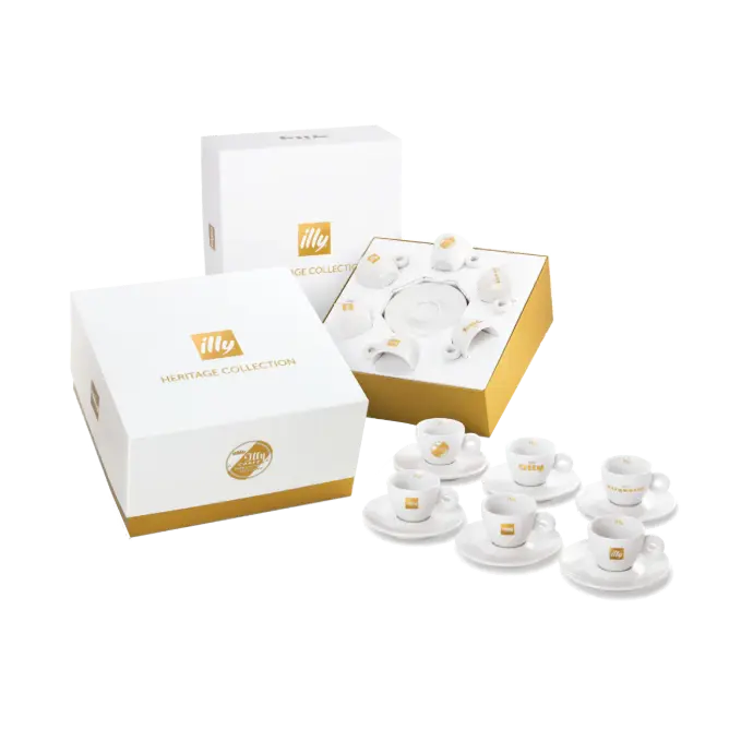 illy Heritage Collectie - 6 espresso kopjes en schotels