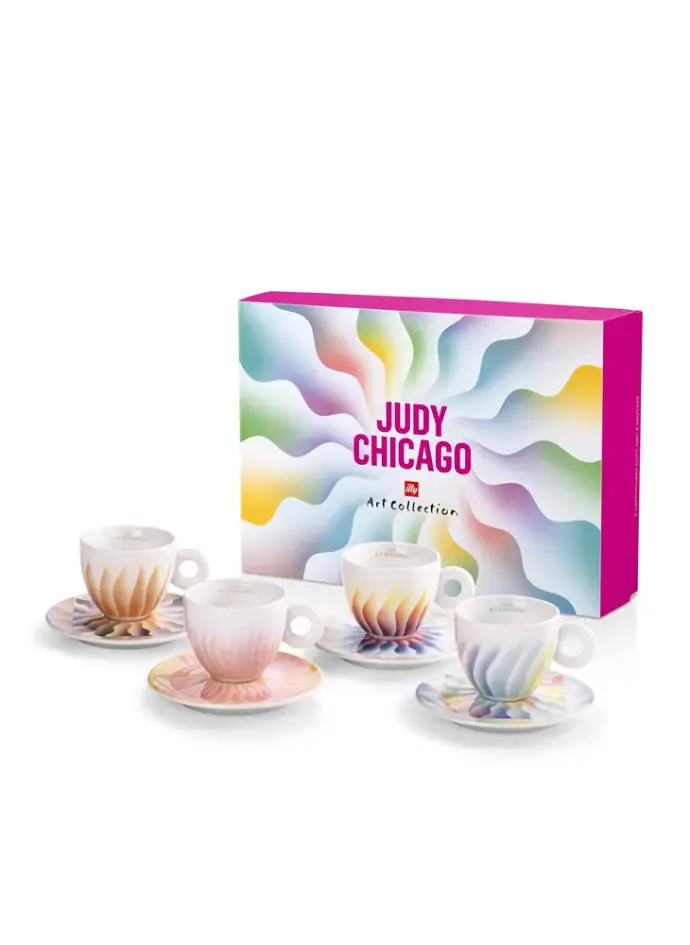 Judy Chicago 4 cappuccino kopjes en schotels