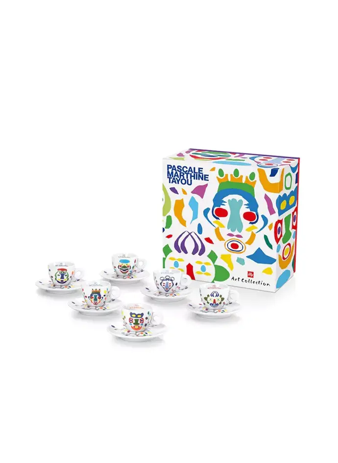 Pascale Marthine Tayou 6 espresso kopjes en schotels
