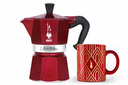 Bialetti Moka Express 3 tassen deco glamour rood + 1 mug