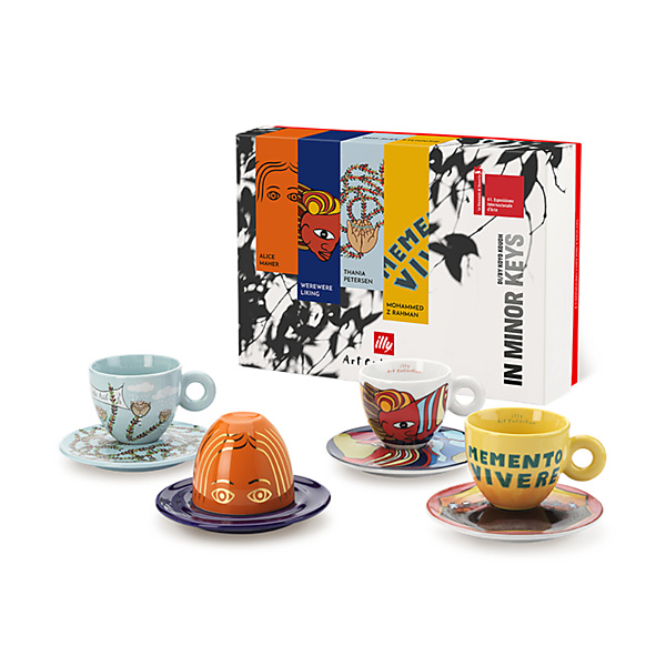 Biënnale 2026: 4 cappuccino kop en schotel