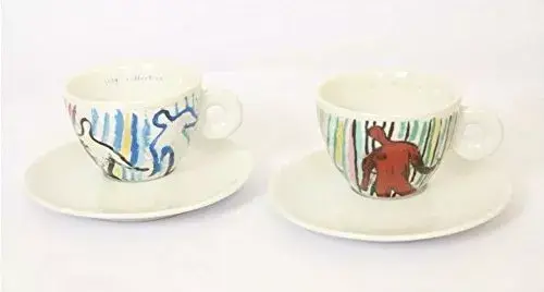 [ARTCOLLECTION8] illy collection- 1997 -Sandro Chia : Il ballo del caffè 2 cappuccino cups