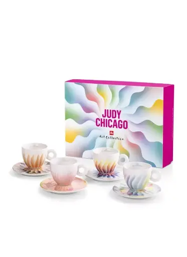 [24627] Judy Chicago 4 cappuccino kopjes en schotels