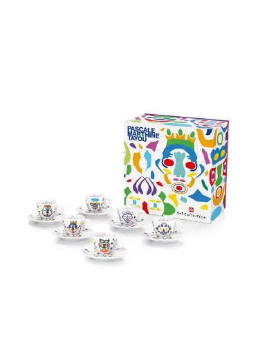 [24348] Pascale Marthine Tayou 6 espresso kopjes en schotels